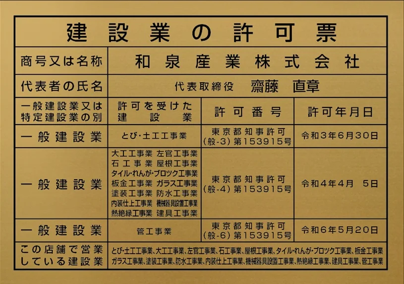 東京都知事 許可（般－3)第153915号